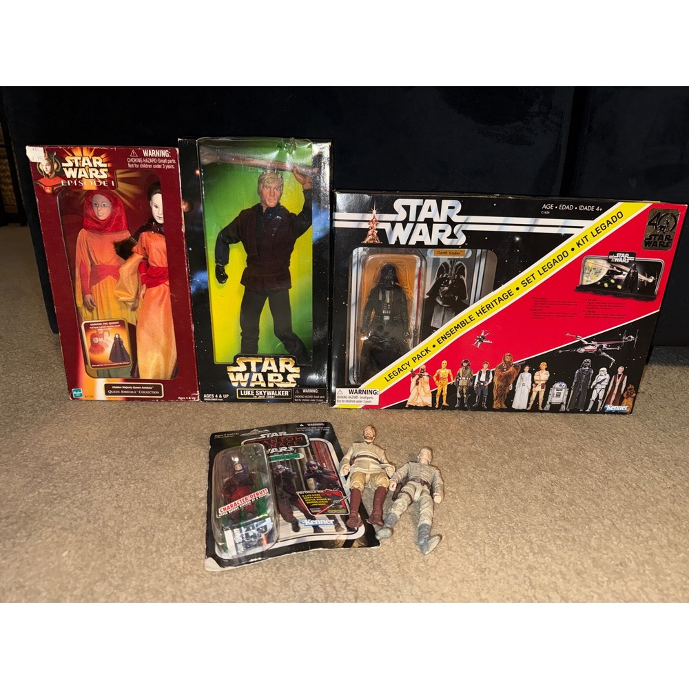Star Wars Figure Lot Darth Vader Legacy Pack Luke Skywalker Queen Amidala Kenner